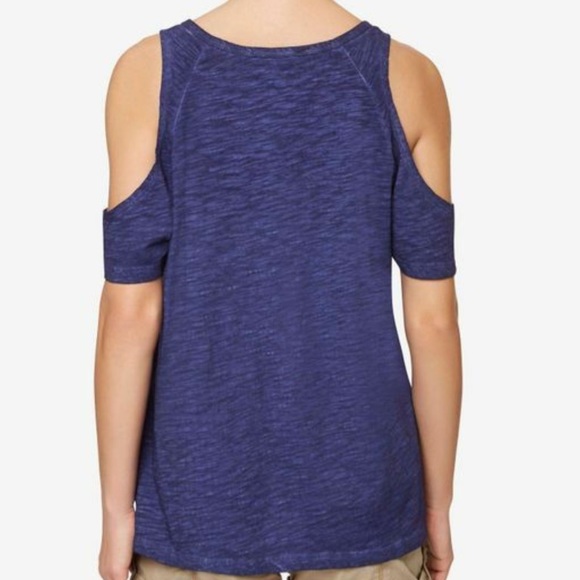 Sanctuary Clothing Cold Shoulder Blue Tee Top Sz M - Picture 2 of 16